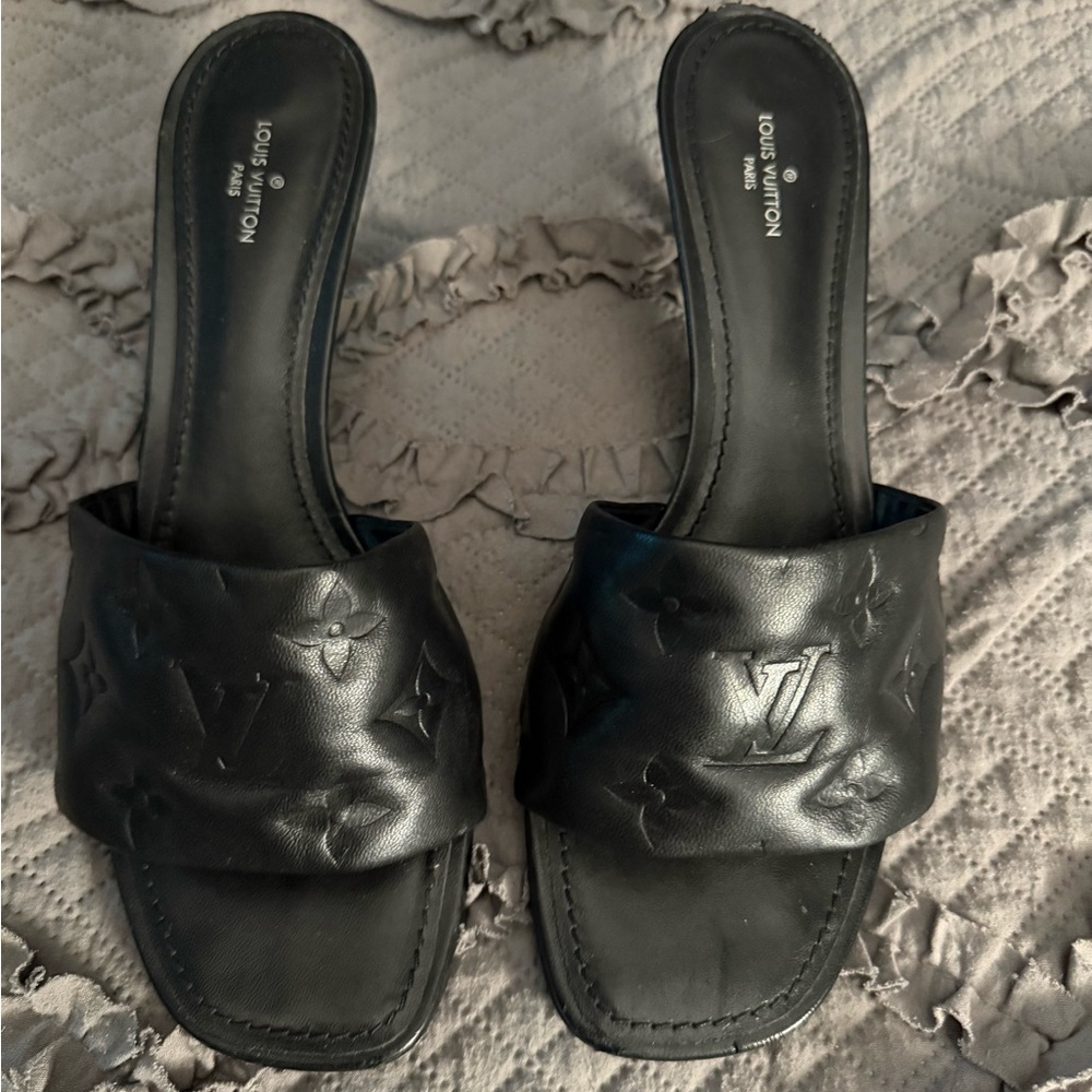 Louis Vuitton Elegant Black Slide Sandals